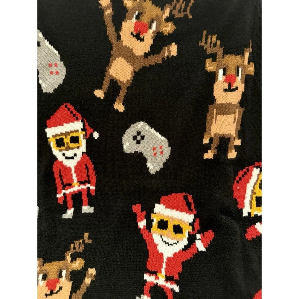 H&M Christmas Motif Sweater, Jumper Santa Rudolph Video Unisex 16/18 EUR 158/164